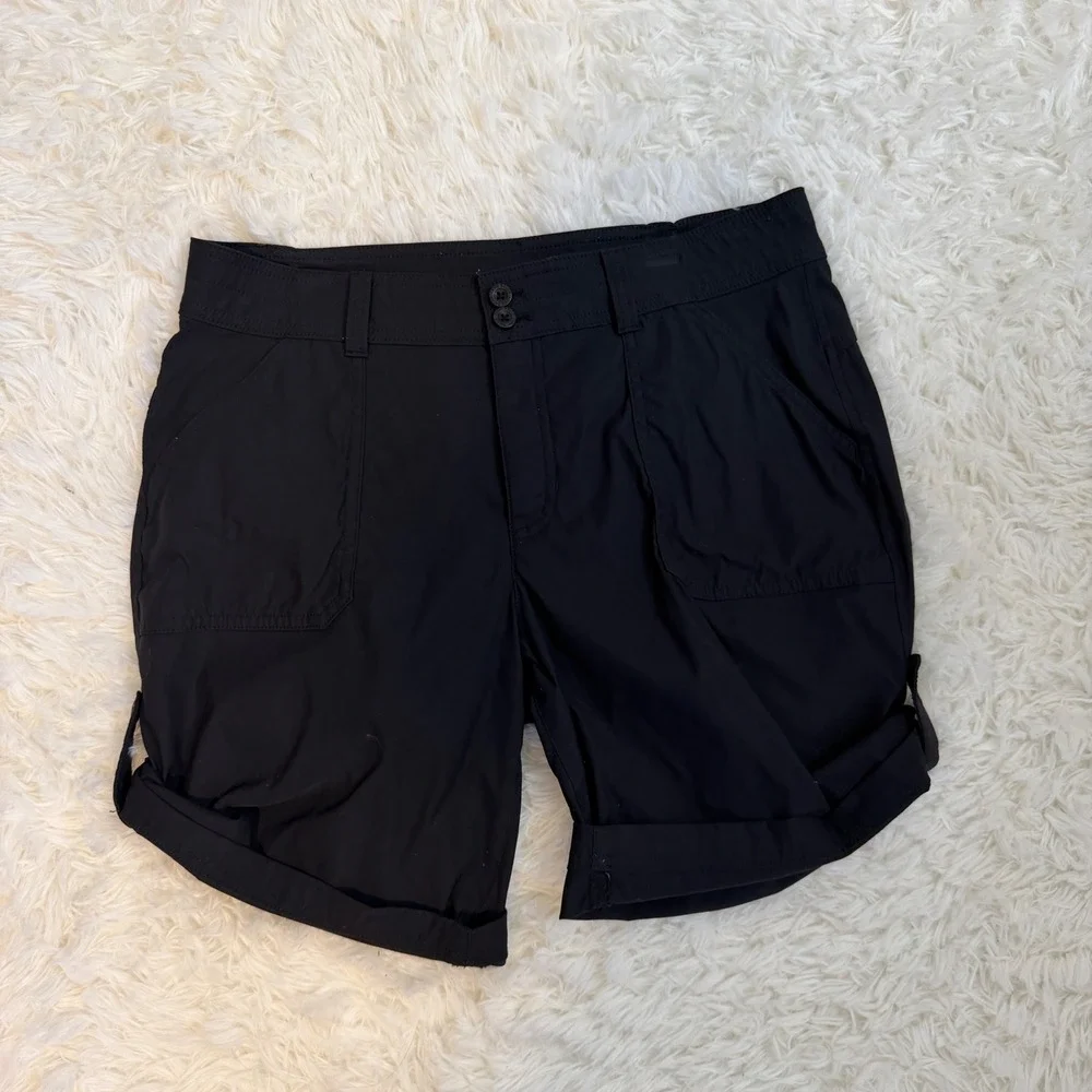 Eddie Bauer‎ Rolled Hem Bermuda Short Womens 10 Black Hiking Outdoor Casual